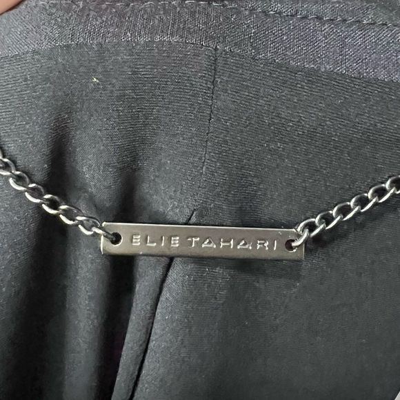 Elie Tahari Bonnie Blue Linen Blend Floral Crochet Lace Panel Blazer Size 8 - Picture 8 of 8